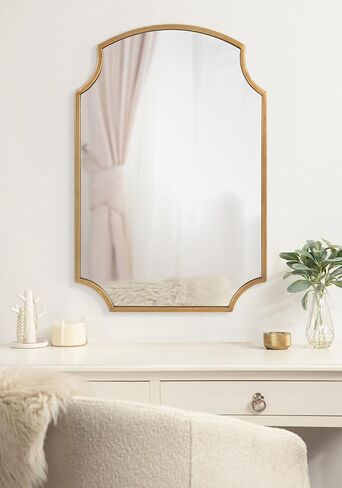 مرآة Kate and Laurel Carlow الحديثة ذات الصدفي، مقاس 20 × 30، فضية، مرآة حائط مزخرفة براقة ومعاصرة مع زوايا صدفية وحواف مستديرة in Saudi Arabia