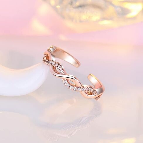 Adjustable Rings for Women Promise Rings for Her Infinity Ring Statement Ring Cubic Zirconia Ring Forever Love 18k Gold Plated Rings in Saudi Arabia