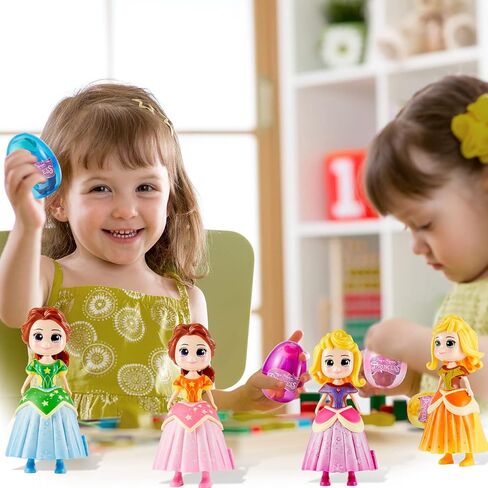 LIN&BABAY 4 Pack Jumbo Princess Deformation Easter Eggs with Toys Inside, Easter Party Favors for Kids Boy Girl, Easter Basket Stuffers Gifts (Princess) in Kuwait