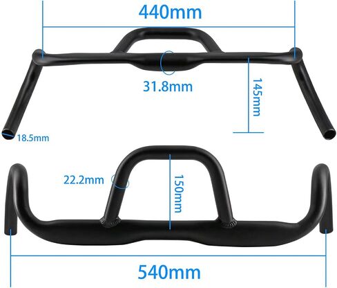 Bicycle Aluminum Flat Tube Gravel Handlebar 31.8 Diameter, 440mm-540mm, 25° camber angle, for Touring Bikes in Saudi Arabia