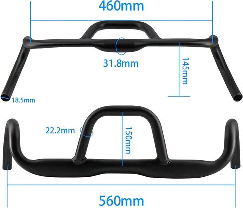 Bicycle Aluminum Flat Tube Gravel Handlebar 31.8 Diameter, 440mm-540mm, 25° camber angle, for Touring Bikes in Saudi Arabia