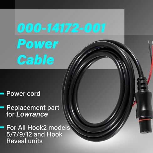 000-14172-001 كابل طاقة Hook2 بديل لـ Lowrance مناسب لجميع موديلات Hook2 5/7/9/12 مقاومة للماء in Saudi Arabia