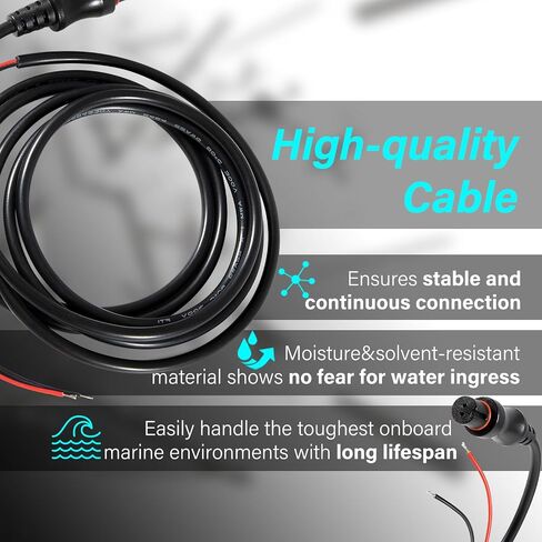000-14172-001 كابل طاقة Hook2 بديل لـ Lowrance مناسب لجميع موديلات Hook2 5/7/9/12 مقاومة للماء in Saudi Arabia