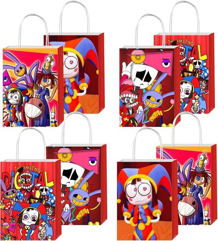 12 قطعة من حقائب الهدايا الرائعة لحفلات السيرك الرقمية مع مقابض لتزيين حفلات الأطفال ومستلزمات حفلات أعياد الميلاد in Kuwait