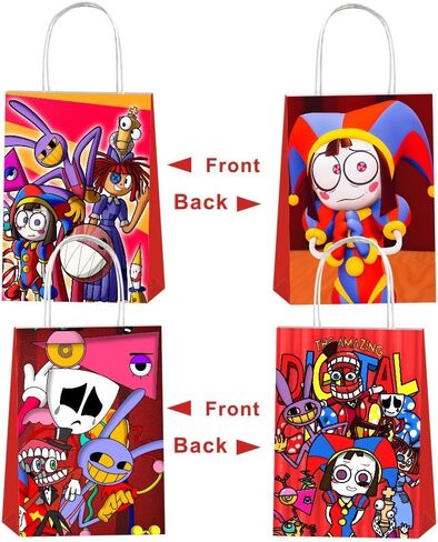 12 قطعة من حقائب الهدايا الرائعة لحفلات السيرك الرقمية مع مقابض لتزيين حفلات الأطفال ومستلزمات حفلات أعياد الميلاد in Kuwait