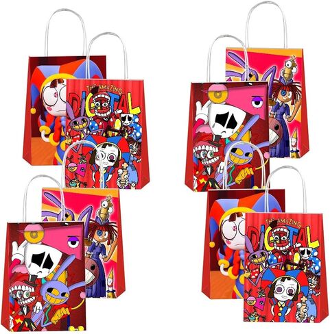 12 قطعة من حقائب الهدايا الرائعة لحفلات السيرك الرقمية مع مقابض لتزيين حفلات الأطفال ومستلزمات حفلات أعياد الميلاد in Kuwait