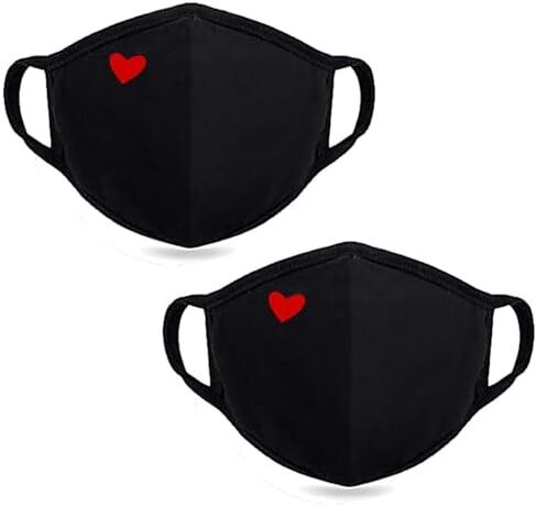2 Pack Black Face Mask, Adjustable Cloth Masks Adult Face Masks with Nose Wire Unisex Washable Reusable Warm for Women Men Youth in Saudi Arabia