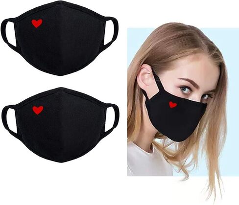 2 Pack Black Face Mask, Adjustable Cloth Masks Adult Face Masks with Nose Wire Unisex Washable Reusable Warm for Women Men Youth in Saudi Arabia