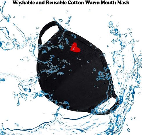 2 Pack Black Face Mask, Adjustable Cloth Masks Adult Face Masks with Nose Wire Unisex Washable Reusable Warm for Women Men Youth in Saudi Arabia