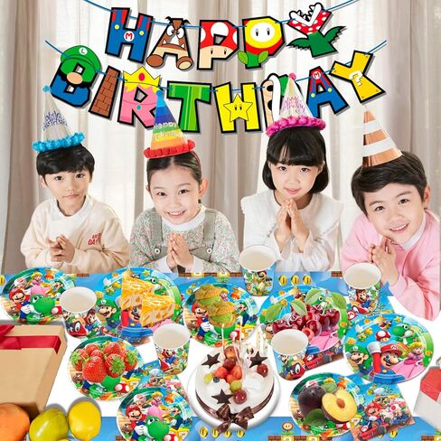 تتضمن لوازم حفلات ماريو ديكورات حفلات أعياد الميلاد من ماريو لافتة مفارش المائدة وأكواب ومناديل لديكور استحمام الطفل لعيد ميلاد ماريو in Kuwait
