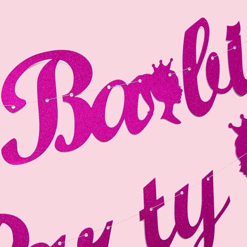 Pink Girl Party Decorations - Hot Pink Girl Princess Themed Birthday Party Banner Pre-strung - Princess Party Banner Girl Party Props Birthday Decorations for Pink Girl Party Favor in Kuwait