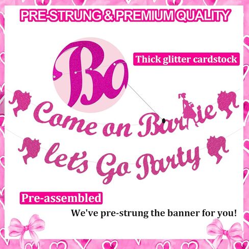 Pink Girl Party Decorations - Hot Pink Girl Princess Themed Birthday Party Banner Pre-strung - Princess Party Banner Girl Party Props Birthday Decorations for Pink Girl Party Favor in Kuwait