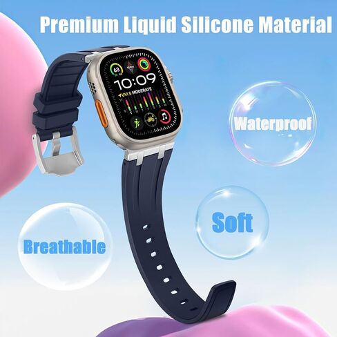 HITZEE متوافق مع Apple Watch Ultra Band 49mm 45mm 44mm 42mm، أشرطة سيليكون سائلة مع حزام محول من الفولاذ المقاوم للصدأ مصمم لساعة Apple Watch Ultra 2 Ultra Series 9 8 7 SE 6 5 4 3 2 1، برتقالي in Kuwait