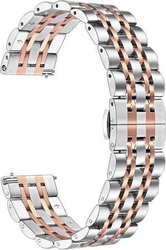 TRUMiRR Band for Samsung Galaxy Watch 6 5 4 40mm 44mm / Active 2, 20mm Solid Metal Stainless Steel Watchband Butterfly Buckle Strap for Garmin Vivoactive 5 / Venu Sq 2 in Saudi Arabia