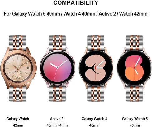 TRUMiRR Band for Samsung Galaxy Watch 6 5 4 40mm 44mm / Active 2, 20mm Solid Metal Stainless Steel Watchband Butterfly Buckle Strap for Garmin Vivoactive 5 / Venu Sq 2 in Saudi Arabia
