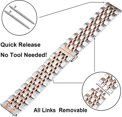 TRUMiRR Band for Samsung Galaxy Watch 6 5 4 40mm 44mm / Active 2, 20mm Solid Metal Stainless Steel Watchband Butterfly Buckle Strap for Garmin Vivoactive 5 / Venu Sq 2 in Saudi Arabia