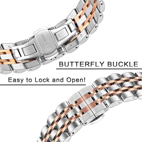TRUMiRR Band for Samsung Galaxy Watch 6 5 4 40mm 44mm / Active 2, 20mm Solid Metal Stainless Steel Watchband Butterfly Buckle Strap for Garmin Vivoactive 5 / Venu Sq 2 in Saudi Arabia