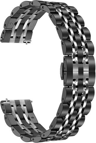 TRUMiRR Band for Samsung Galaxy Watch 6 5 4 40mm 44mm / Active 2, 20mm Solid Metal Stainless Steel Watchband Butterfly Buckle Strap for Garmin Vivoactive 5 / Venu Sq 2 in Saudi Arabia