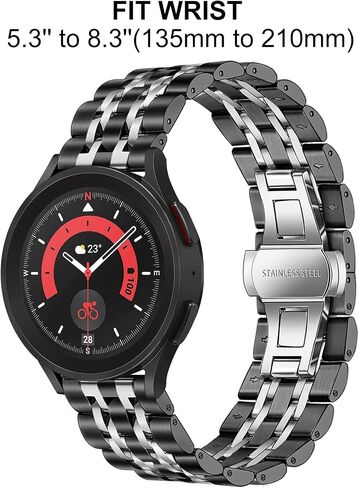 TRUMiRR Band for Samsung Galaxy Watch 6 5 4 40mm 44mm / Active 2, 20mm Solid Metal Stainless Steel Watchband Butterfly Buckle Strap for Garmin Vivoactive 5 / Venu Sq 2 in Saudi Arabia
