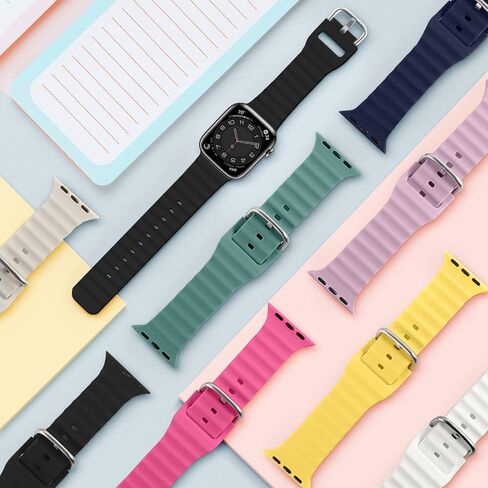 Ocean Band لساعة Apple Watch Band 49mm 45mm 41mm 44mm 40mm 42mm 38mm النساء والرجال، iWatch Sport Bands سيليكون قابل للتنفس سوار معصم لساعة Apple Ultra Series 9 8 7 SE2 SE 6 5 4 3 2 1 حزام in Saudi Arabia