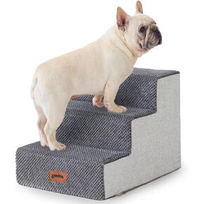 Dog Steps for High Beds - Dog Stairs 2 in 1 with Zippers Suitable for Small Dogs, Foam Pet Stairs with Non Slip Bottom Grey 5 Steps, Grey in Kuwait