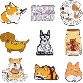 6/9 PCS Alloy Enamel Brooch Pins Cute Cat/Salamander/Cartoon Dog/Barbie Pink/Space etc Theme Pins Lapel Pin Set Brooch Pin for Backpacks Badges Hats Bags in Kuwait