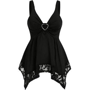 Verdusa Women's Babydoll Tops Goth Gothic Clothes V Neck Sleeveless Peplum Grunge Tank Top in Kuwait