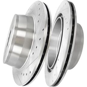 PM Auto Rear Drilled Slotted Disc Brake Rotors Replacement For 2013-2018 Chevrolet Silverado 1500, Automotive Replacement Brake Rotors in Kuwait