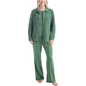 MUK LUKS Quilted Shacket 3 Piece Lounge Set, Long Sleeve T-Shirt, Pajama Pants with Pockets, Matching Jacket in Saudi Arabia