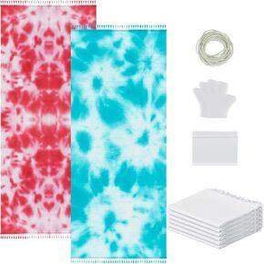 Zoooyawn 4 Pcs Turkish Beach Towels for Tie Dye Kit 71 x 43 Inch Oversized White Beach Towel Bulk Bath Pool Blanket with Disposable Gloves, Rubber Bands, Sealable Bags for Group DIY Project in Kuwait