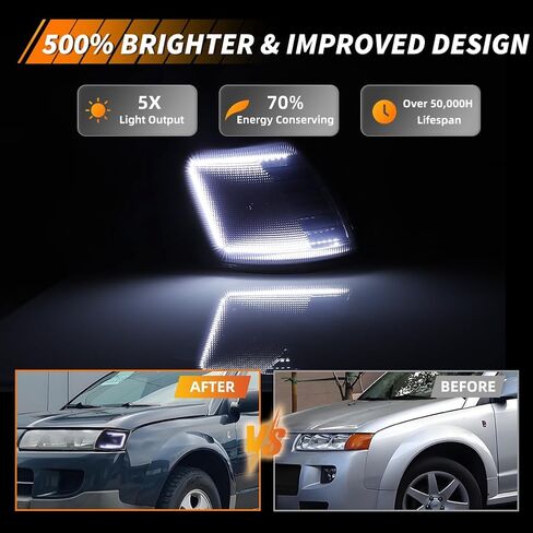 الإشارة الأمامية لوقوف الإشارة الإشارة المتوافقة مع Saturn Vue Base 2002 2003 2004 2005 ، [DOT] [IP67 مقاوم للماء] مصابيح زاوية جانبية Amber LED ، 2 أجهزة كمبيوتر ، عدسة واضحة in Kuwait