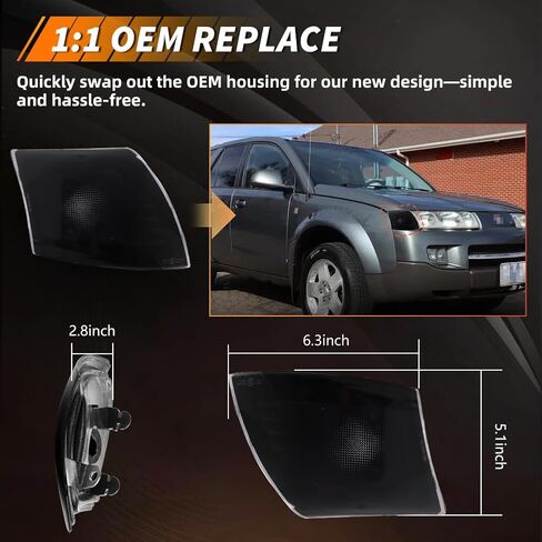 الإشارة الأمامية لوقوف الإشارة الإشارة المتوافقة مع Saturn Vue Base 2002 2003 2004 2005 ، [DOT] [IP67 مقاوم للماء] مصابيح زاوية جانبية Amber LED ، 2 أجهزة كمبيوتر ، عدسة واضحة in Kuwait