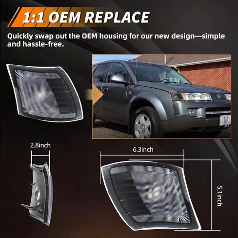 الإشارة الأمامية لوقوف الإشارة الإشارة المتوافقة مع Saturn Vue Base 2002 2003 2004 2005 ، [DOT] [IP67 مقاوم للماء] مصابيح زاوية جانبية Amber LED ، 2 أجهزة كمبيوتر ، عدسة واضحة in Kuwait