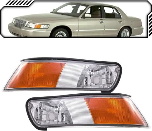 Epic Lighting Amxoe الاستبدال الجانبي بارك علامة إشارة الإشارة مجموعة مصباح مصباح متوافق مع 1999-2002 Mercury Grand Marquis [FO2550124 XW3Z15A201BB FO2551124 XW3Z15A201AB] الجانبين الأيمن زوج يمين زوج اليمين. in Saudi Arabia