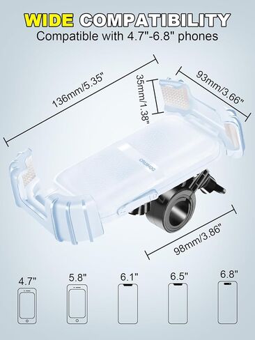 Bike Phone Holder,Motorcycle Bicycle Handlebar Phone Mount,360°Rotation Silicone Wrapped Phone Clamp,One-Touch Quick Lock Scooter Stroller Phone Clip,for 4.7-6.8" Phones,Thick Cases Friendly in Saudi Arabia