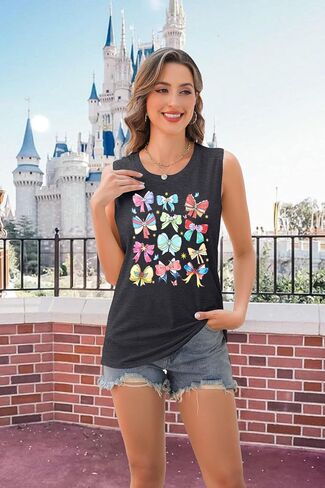MNLYBABY Magic Tank Top Women Magical Princess Bow Shirt Magic Kingdom Princess Sleeveless Summer Family Holiday Trip Tops in Kuwait