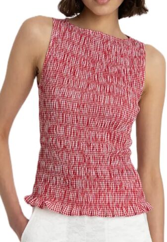 نساء مدخن قمم y2k كشكش الحافة shirred محصول أعلى لطيف بلا أكمام قميص peplum الصيف الخروج قمم الشارع in Kuwait