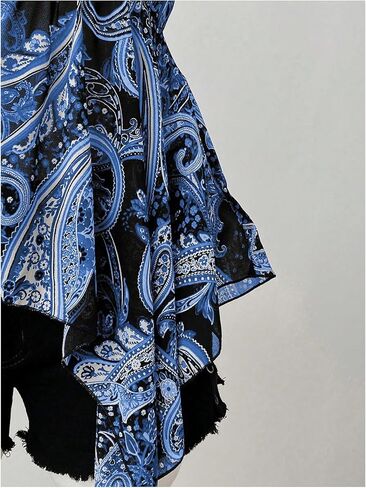 Women's Plus Size Tribal Halter Top Boho Ruffled Backless Sleeveless Asymmetrical Camisole Tops in Kuwait