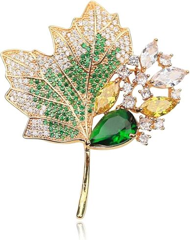 Maple Leaf Brooch Pin for Women Men Elegant CZ Crystal Lapel Brooch Fall Thanksgiving Christmas Party Celebration Jewelry Gift Clothing Shirt Suit Accessor in Saudi Arabia
