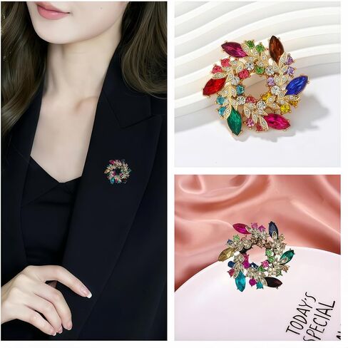 2pcs دبوس بروش راينستون للنساء لباس أنيقة أنيقة كريستال كريستال إكسسوارات الأزياء دبابيس طية صدر السترة بوتونيير حفل زفاف عيد ميلاد مجوهرات عيد الفصح هدية عيد الفصح in Kuwait