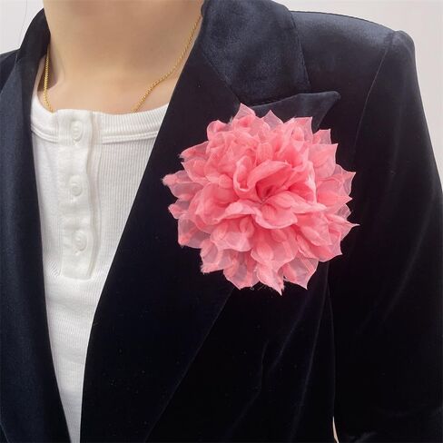 Dainty Lace Flower Large Brooch Lapel Pins Handmade Fabric Sunflower Brooches Pin Classic for Women Wedding Party Dance Banquet Dress Suit Clothes Accessories Jewelry Gifts 110mm in Saudi Arabia