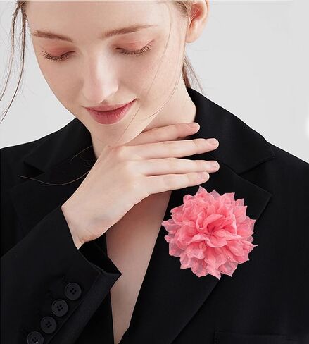 Dainty Lace Flower Large Brooch Lapel Pins Handmade Fabric Sunflower Brooches Pin Classic for Women Wedding Party Dance Banquet Dress Suit Clothes Accessories Jewelry Gifts 110mm in Saudi Arabia