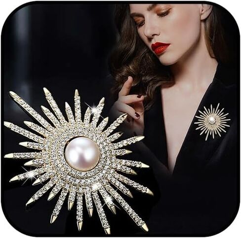 Sunflower Brooches and Pins for Women Cubic Zirconia Flower Brooch for Clothes Sunflower Rhinestone Brooch Pins Floral Pin Clip Lapel Crystal Jewelry in Saudi Arabia