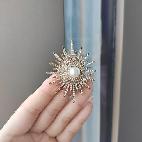 Sunflower Brooches and Pins for Women Cubic Zirconia Flower Brooch for Clothes Sunflower Rhinestone Brooch Pins Floral Pin Clip Lapel Crystal Jewelry in Saudi Arabia