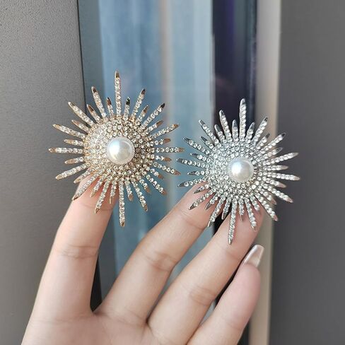 Sunflower Brooches and Pins for Women Cubic Zirconia Flower Brooch for Clothes Sunflower Rhinestone Brooch Pins Floral Pin Clip Lapel Crystal Jewelry in Saudi Arabia