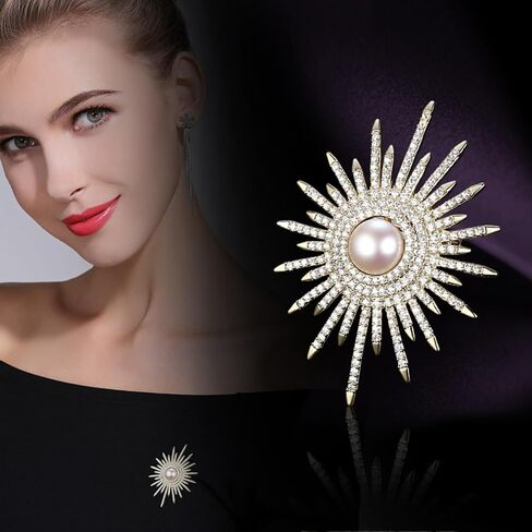 Sunflower Brooches and Pins for Women Cubic Zirconia Flower Brooch for Clothes Sunflower Rhinestone Brooch Pins Floral Pin Clip Lapel Crystal Jewelry in Saudi Arabia