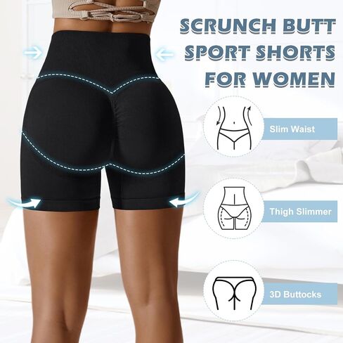 Workout Shorts Women Tummy Control High Waisted Scrunch Butt Lifting Gym Seamless Booty Biker Shorts for Yoga Sports in Saudi Arabia