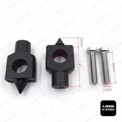 XKMT-Black Spike head ROUND 1" Handlebar Pullback Riser Clamp Compatible With H-D Kawasa Suzu [B00YWCA39U] in Saudi Arabia