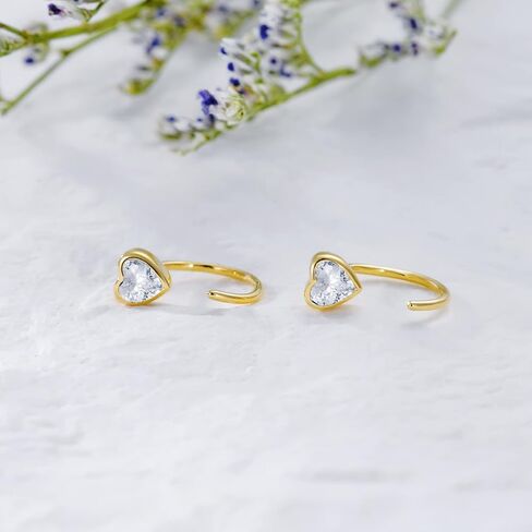 أقراط صلب 14K ذهبية HAGGIE HOUP OPAL/Butterfly/Infinity/Heart/Cross/Triangle/Lightning/Daisy Cute Hug Hup أقراط للنساء هدية مجوهرات راقية كل يوم لها in Kuwait