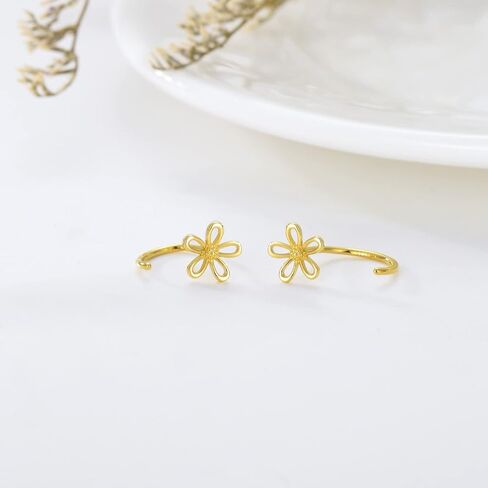 أقراط صلب 14K ذهبية HAGGIE HOUP OPAL/Butterfly/Infinity/Heart/Cross/Triangle/Lightning/Daisy Cute Hug Hup أقراط للنساء هدية مجوهرات راقية كل يوم لها in Kuwait